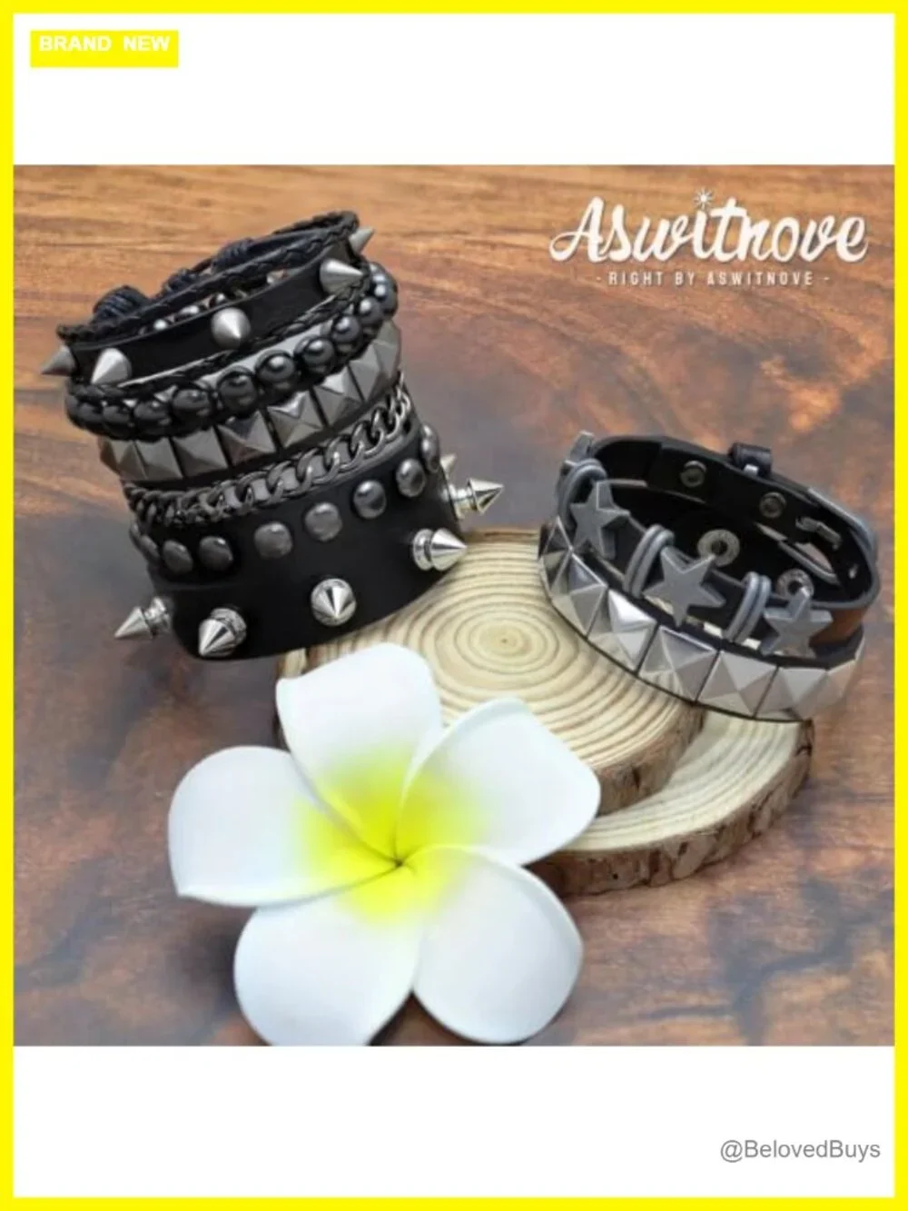 Punk Rock Spiked Studded Bracelet Set 6 Pc Alloy Faux Leather Cuff Wristband